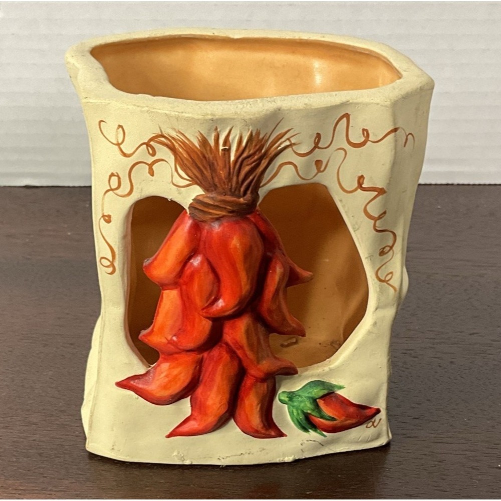 Sandstone Creations Ceramic‎ Chili Pepper Paper Bag Luminary Tea Light Votive